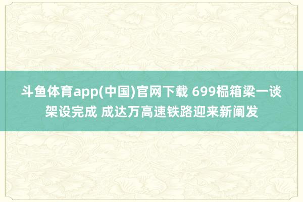 斗鱼体育app(中国)官网下载 699榀箱梁一谈架设完成 成达万高速铁路迎来新阐发