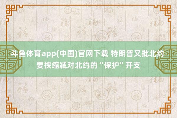 斗鱼体育app(中国)官网下载 特朗普又批北约 要挟缩减对北约的“保护”开支