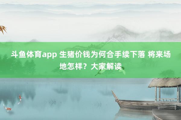 斗鱼体育app 生猪价钱为何合手续下落 将来场地怎样？大家解读