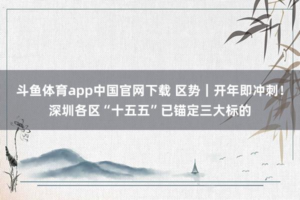 斗鱼体育app中国官网下载 区势｜开年即冲刺！深圳各区“十五五”已锚定三大标的