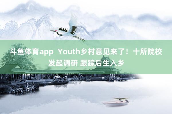 斗鱼体育app  Youth乡村意见来了！十所院校发起调研 跟踪后生入乡