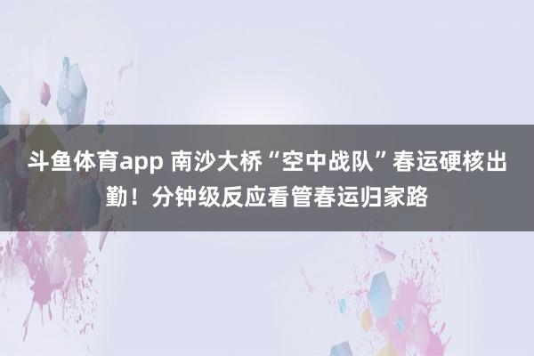 斗鱼体育app 南沙大桥“空中战队”春运硬核出勤！分钟级反应看管春运归家路