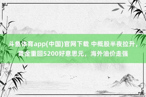 斗鱼体育app(中国)官网下载 中概股半夜拉升，黄金重回5200好意思元，海外油价走强