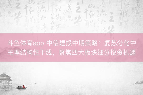 斗鱼体育app 中信建投中期策略：复苏分化中主理结构性干线，聚焦四大板块细分投资机遇