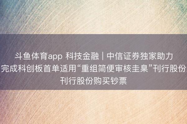 斗鱼体育app 科技金融 | 中信证券独家助力中微公司完成科创板首单适用“重组简便审核圭臬”刊行股份购买钞票
